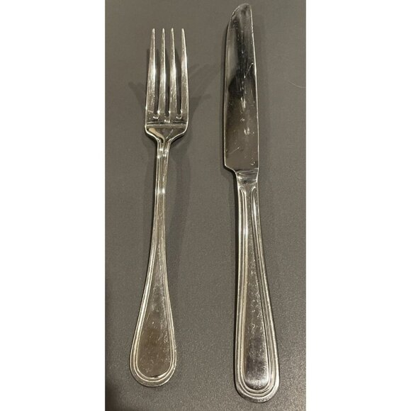 Wallace‎ WAS159 Glossy Outline 18/10 Stainless Steel Dinner Fork Knife Set Of 2 - Picture 1 of 4